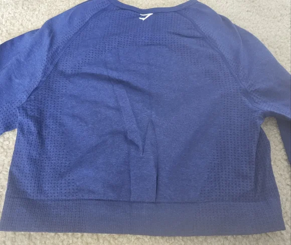 GS Blue Long Sleeve Crop Top W Thumb Holes - Picture 7 of 9